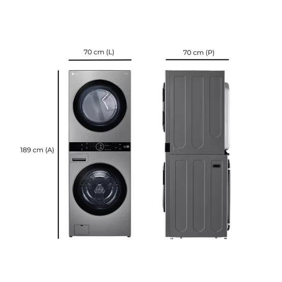 WashTower™ LG - AI DD™ Máquina que Lava e Seca 17kg - 220V - Aço Escovado