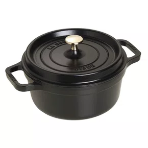 Caçarola Redonda Staub Ferro Fundido Feito na França Preto Esmaltado 30cm