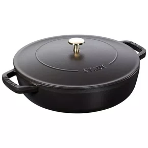 Caçarola Staub Redonda Baixa Chistera Ferro Fundido Preta 28cm