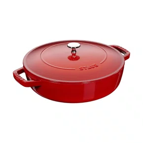 Caçarola Redonda Baixa Chistera Multifuncional em Ferro Fundido Staub 28cm Cereja