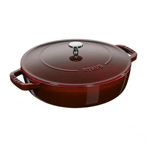 Caçarola Staub Redonda Baixa Chistera Ferro Fundido Vermelho Granado 28cm