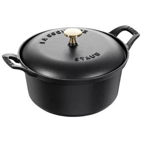 Caçarola Staub Oval Vintage em Ferro Fundido Feito na França Preto 20 cm 1L