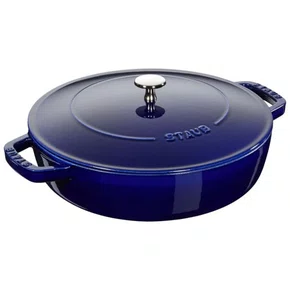 Caçarola Staub Redonda Baixa Chistera Ferro Fundido Azul Marinho 28cm