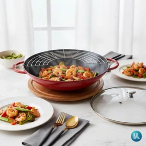 【フォロワ様5%済】Staub ベビー ウォック 16cm チェリー 赤 Caçarola Wok Staub Ferro Fundido com Tampa de Vidro Cereja 37cm