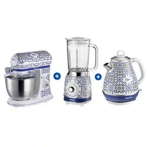 Coleção Ariete Capri Batedeira Planetária, Liquidificado e Chaleira Inox