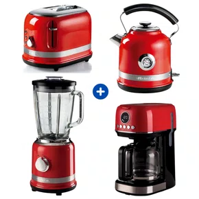 Combo Ariete Linha Moderna Vermelho Liquidificador + Chaleira + Torradeira e Cafeteira