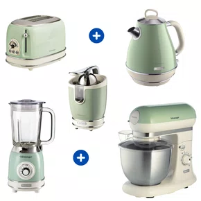 Combo Ariete Vintage Verde: Batedeira, Torradeira, Chaleira, Espremedor de Frutas e Liquidificador