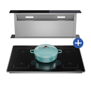 Combo Coifa de Embutir na Bancada Downdraft Sollevare com Cooktop de Indução Elettromec com 5 Queimadores - 220v