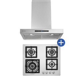 Combo Coifa de Parede Elettromec Milano 60cm 220V + Cooktop Elettromec Quadratto à Gás 4Q 60cm