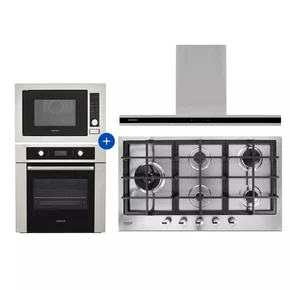 Combo Cozinha Crissair Completo Cooktop 90cm 5kW + Coifa Soft Perimetral + Torre Quente Inox/Black