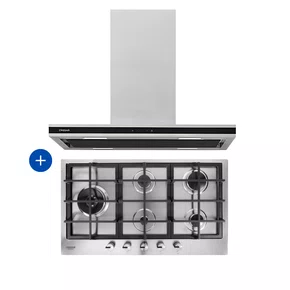 Combo Cozinha Crissair  Cooktop Signature Inox 90cm + Coifa de Ilha NI 39 Black Cristal