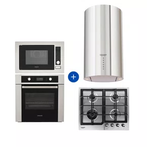 Combo Cozinha Crissair Master Coifa de Ilha Cilindro + Cooktop 4Q e Torre Quente 220V