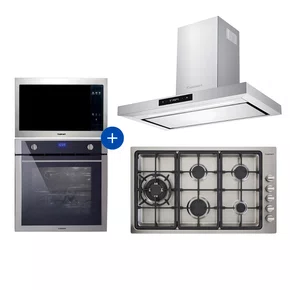 Combo Cozinha Cuisinart Casual Cooking Coifa de Parede Digital + Cooktop Arkton + Forno Dual Zone + Micro-ondas Grill