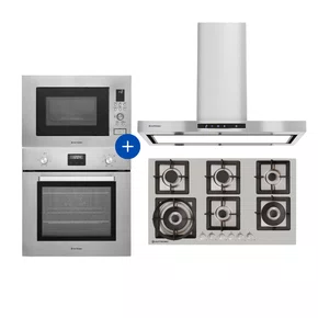 Combo Cozinha Elettromec Connect Coifa Adria de Parede, Cooktop 6 Queimadores e Fornos Multifunção 220V