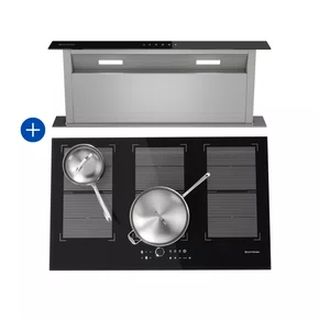 Combo Elettromec Coifa Sollevare 90cm + Cooktop de Indução 6 Semi Flex Zone Linha Vetro