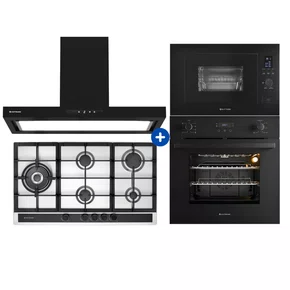 Combo Elettromec - Micro-ondas e Forno Elétrico de Embutir + Cooktop + Coifa de Parede - 220V