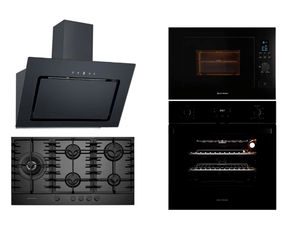 Combo Elettromec Torre Vetro + Cooktop 90cm Vetro + Coifa de Parede Serata 90cm