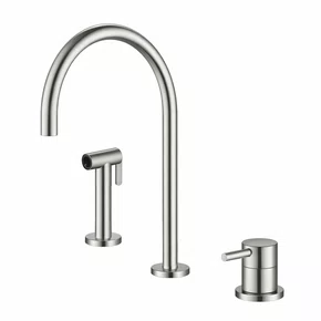 Conjunto Monocomando para Cozinha Kromma com Bica Alta e Ducha Manual Aço Escovado