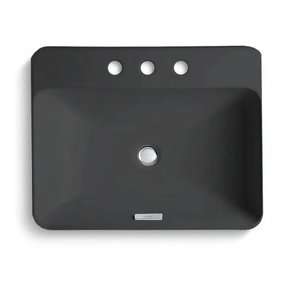 Cuba de Apoio Retangular Vox Kohler Preta Com Furo Para Misturador