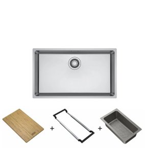 Cuba de embutir e sobrepor Franke em aço inox Linea 70 70x40cm com acessórios