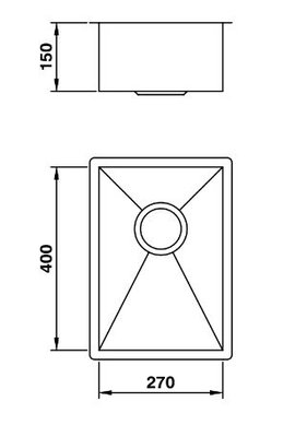 Cuba para Cozinha Retângular Linha Reta Inox 50x40x23cm 1mm