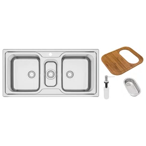 Cuba Dupla + Auxiliar de Sobrepor Anti-ruído Tramontina Marea 2.5C 34 com Acessórios e Furo