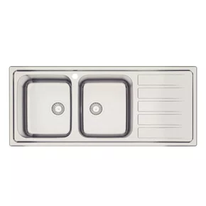 Cuba Dupla de Sobrepor Anti-ruído Marea Deep 2C Tramontina 34 Plus Com Furo Inox Escovado