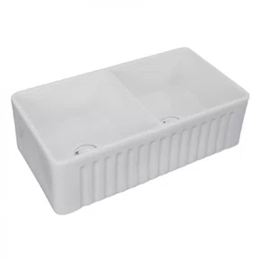 Cuba Dupla Semi Encaixe Farm Sink Rubinettos Porcelana Branca 85,5x47,5cm