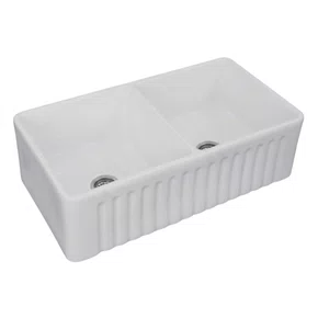 Cuba Dupla Semi Encaixe Farm Sink Rubinettos Porcelana Branca 85,5x47,5cm