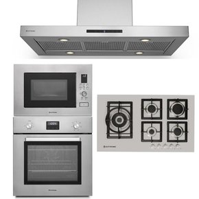 Combo Elettromec Coifa Milano Ilha 90cm + Torre Forno Elétrico e Micro-ondas Luce + Cooktop Quadratto 90cm