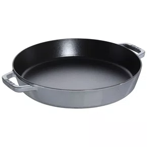 Frigideira Staub Redonda com Duas Alças Ferro Fundido Cinza Grafite 34cm