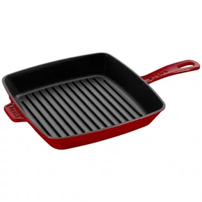 Grelha Staub Premium Quadrada Ferro Fundido Feita na França Cereja 26cm