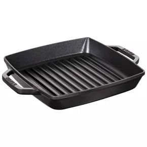 Grelha Staub Quadrada com Duas Alças Ferro Fundido Preta 23 cm