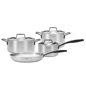 Jogo de Panelas Tramontina Grano Black com Corpo Triplo 4 Peças em Aço Inox