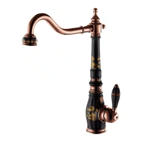 Misturador Monocomando Rubinettos Gourmet Classic Preto e Rose Gold