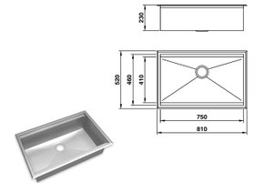 Cuba Mekal de Embutir Retta LR-70 Inox Escovado R10 1,0mm - Versia