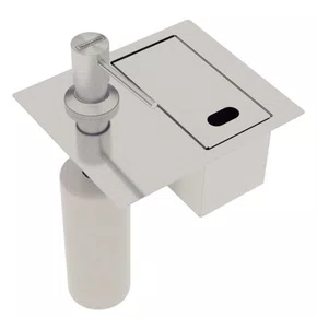 Porta Esponja de Embutir com Tampa e Dosador de Sabão 500ml Tramontina em Inox