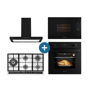 Combo Elettromec: Micro-ondas e Forno Elétrico de Embutir + Cooktop + Coifa de Ilha - 220V