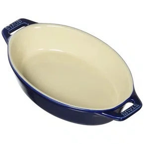 Travessa Oval em Cerâmica Staub 17cm Azul Marinho