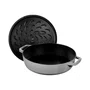 Caçarola Staub Redonda Baixa Chistera Ferro Fundido Cinza Grafite 28cm