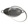 Caçarola Wok Staub Ferro Fundido com Tampa de Vidro Cinza Grafite 37cm