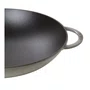 Caçarola Wok Staub Ferro Fundido com Tampa de Vidro Cinza Grafite 37cm