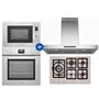Combo Elettromec Coifa Milano Parede 90cm + Torre Forno Elétrico e Micro-ondas Luce + Cooktop Quadratto 75cm