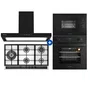 Combo Elettromec: Micro-ondas e Forno Elétrico de Embutir + Cooktop + Coifa de Ilha - 220V