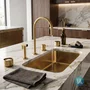 Conjunto Monocomando para Cozinha Kromma com Bica Alta e Ducha Manual Dourado Escovado