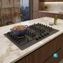 Cooktop a Gás de Embutir Elettromec Black Matte 75cm 5Q 220V CKG-5Q-75-BM-3TNA