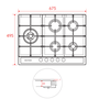 Cooktop a Gás Elettromec Sole 5 Queimadores 70cm Bivolt