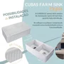 Cuba Dupla Semi Encaixe Farm Sink Rubinettos Porcelana Branca 85,5x47,5cm