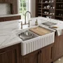 Cuba Dupla Semi Encaixe Farm Sink Rubinettos Porcelana Branca 85,5x47,5cm
