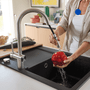 Misturador Monocomando de Mesa Leda Neo com Bica em J Alta Extensível Franke Inox